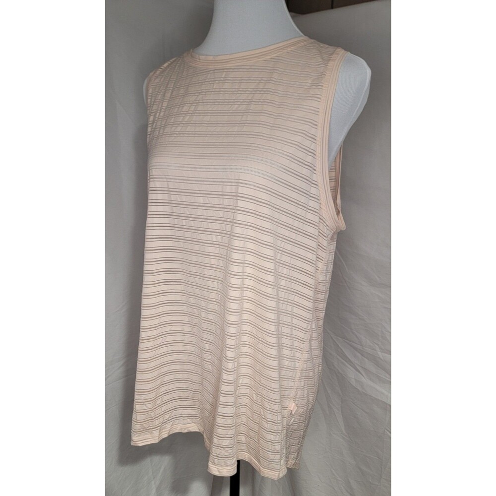 Lululemon Meet Halfway Size 12 Med Sheer Tank Stripe Butter Pink Tie Up or Loose